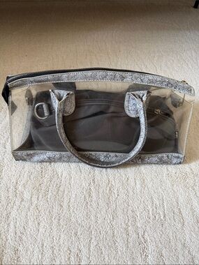 Source Unknown Clear Cosmetic Bag with Silver Crackle Trim